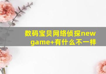 数码宝贝网络侦探new game+有什么不一样